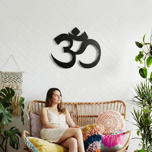Vista 5 de DEKADRON Arte de pared de metal, decoración de metal Om, decoración de Namaste, regalos de yoga, símbolo de aum, arte de pared OM, decoración