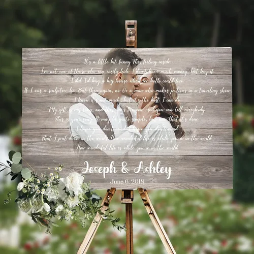 Vista 6 de Awesometik Letra de canción de boda con retrato personalizado de foto personalizada Primera danza canción favorita 1er aniversario renovación