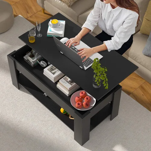 Vista 3 de Mesa auxiliar de 47.2 pulgadas de ancho con almacenamiento para sala de estar, mesa de consola con almacenamiento, mesas de centro de madera rústica