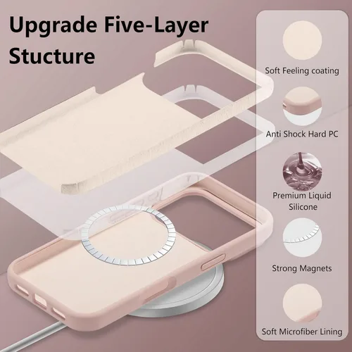 Vista 353 de Funda magnética de silicona para iPhone 13 Pro, color blanco antiguo [Compatible con Magsafe] [Forro de microfibra suave antiarañazos], funda