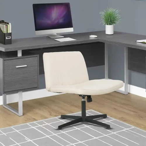 Vista 2 de BestOffice Silla cruzada cómoda, sin brazos, con patas cruzadas, silla de escritorio sin ruedas, silla de escritorio amplia ajustable giratoria