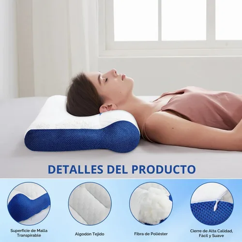 Vista 4 de Almohada ergonómica, almohada cervical para aliviar la tensión del cuello, almohada cervical para dormir, almohada cervical de apoyo cervical