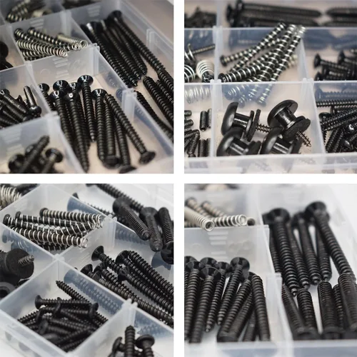 Vista 4 de Kit de tornillos de guitarra Vencetmat de acero inoxidable 304, piezas de luthier para Tele/Strat/SQ, interruptor, afinador, cabeza de máquina Negro
