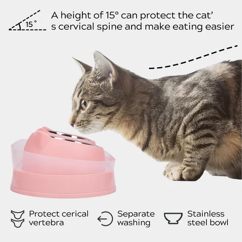 Vista 3 de Cuenco personalizado para gatos, platos de doble elevación para mascotas para gatitos pequeños, cuencos de agua y comida para perros pequeños