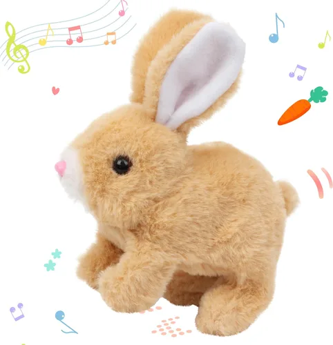 Vista 10 de Hopearl - Conejo saltarín con campana, interactivo, mascota electrónica de peluche con sonidos y movimientos, orejas que se mueven y nariz que se