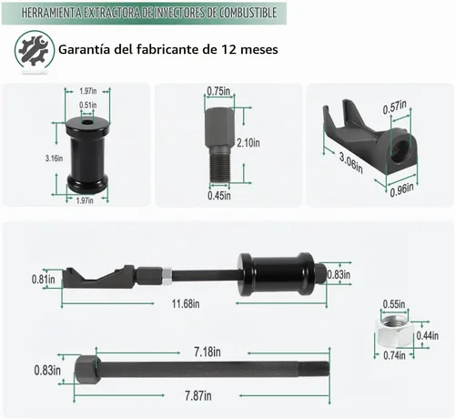 Vista 2 de 7121 Herramienta de extracción de inyector de combustible - Extractor/remover de boquilla - para motores diésel Case, Caterpillar, GM, Waukesha