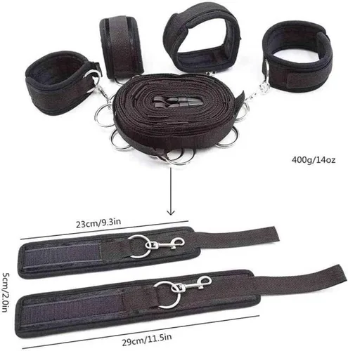 Vista 2 de BDSM - Kit de arnés para muslo, esposas para adultos, para dormitorio, lazos sexuales para tobillos y muñecas, bandas de resistencia sexual