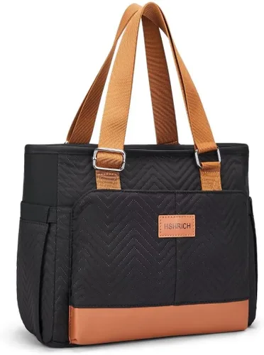 Vista 13 de Bolsas de almuerzo grandes para mujer, lonchera aislada para adultos, bolsa de almuerzo a prueba de fugas con bolsillo de almacenamiento. Bolsa
