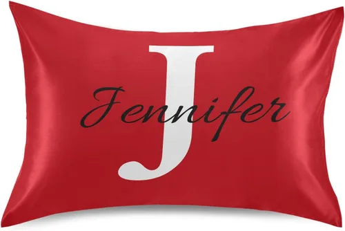 Vista 33 de Fundas de almohada negras personalizadas de seda con cierre de sobre, funda de almohada de satén tamaño estándar para personas que duermen