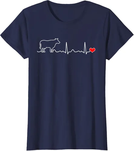 Vista 38 de Camiseta de paciente con corazón I Love My Cow Valve EKG Heartbeat Heart Pacient, Negro, S