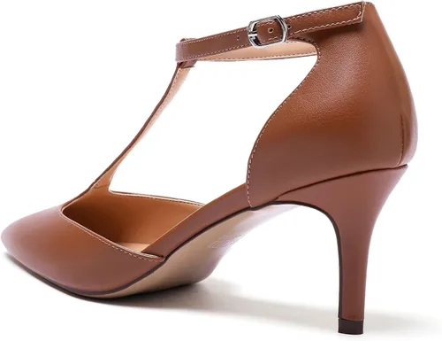Vista 3 de SAMMITOP Zapatos de vestir con barra en T de tacón medio y correa en el tobillo para mujer