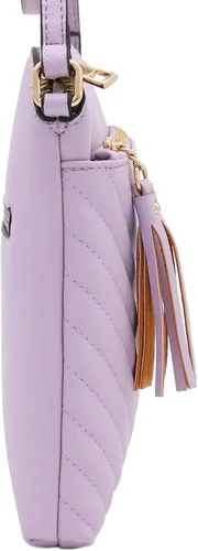 Vista 3 de Bandolera o bolsa mediana con patrón triangular, de estilo cruzado, acolchada y con borla