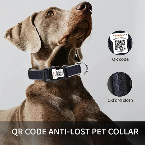 Vista 6 de Collar de perro personalizado ilFindYou con etiqueta de código QR para identificación de mascotas, collar reflectante de seguridad, adecuado