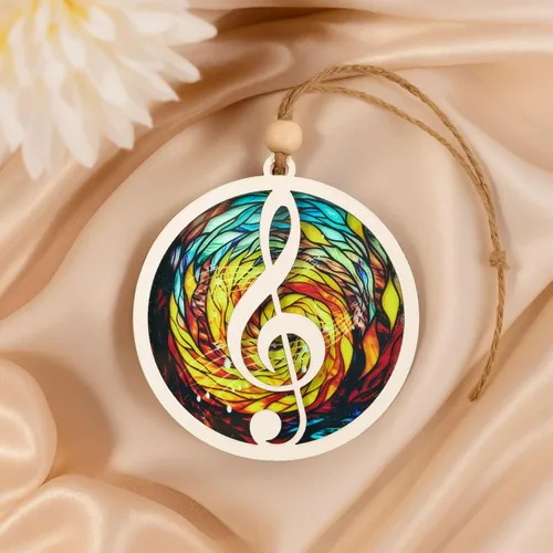 Vista 4 de Adorno para amantes de la música, recuerdo acrílico para árbol de Navidad de madera para profesores, fanáticos del piano, regalos para profesores