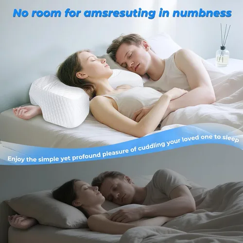 Vista 6 de SAHEYER Almohada para dormir de lado con orificio para el brazo, sistema de alivio de hombros con agujero de 3 brazos, almohada de espuma