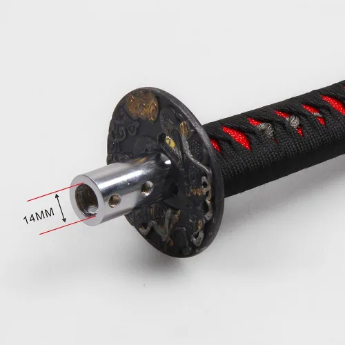 Vista 4 de Katana - Pomo de palanca de cambios de espada samurái, ajuste universal, 10.433 in, longitud negra y roja, para la mayoría de los autos