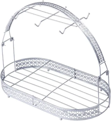 Vista 5 de Surakey Soporte para taza de café, soporte para tazas de café, organizador de platos, soporte de almacenamiento de hierro para mostrador, gabinete