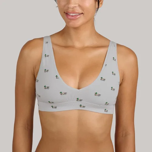 Vista 6 de MeUndies Brasier elástico de algodón orgánico con cuello en V, cómodo bralette para mujer, sin aros, tela exclusiva de Tienda