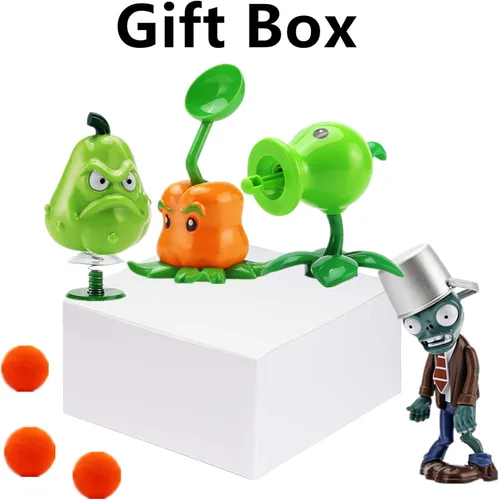 Vista 3 de JHESAO Juego de 4 figuras de acción de plantas y zombis, juegos de juguetes de PVZ de zombis, serie 1, 2, grandes regalos para niños y fanáticos