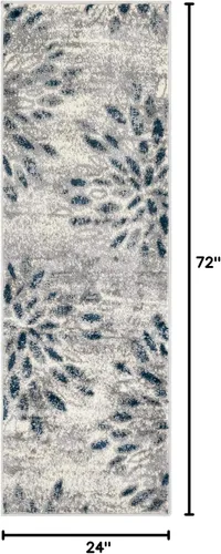 Vista 2 de Unique Loom Sumter Collection - Alfombra Rhett (2 pies x 6 pies, gris/azul marino)