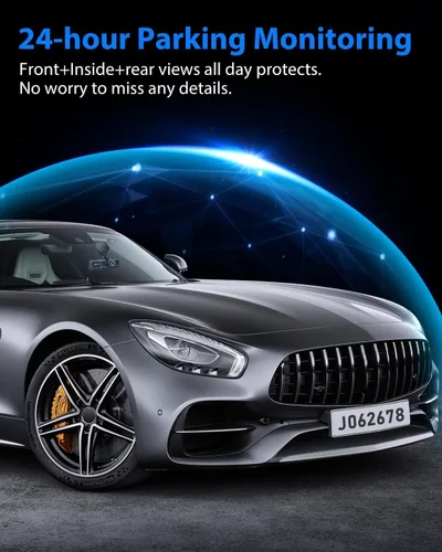 Vista 12 de Cámara de tablero frontal y trasera, cámara de tablero 1080P para automóviles, cámara de automóvil de 3 canales frontal trasera e