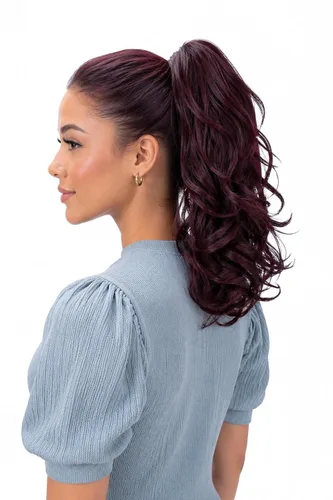 Vista 44 de PRETTYSHOP - Extensión de cabello rizado voluminoso, cola de caballo de 14 pulgadas con clip, resistente al calor