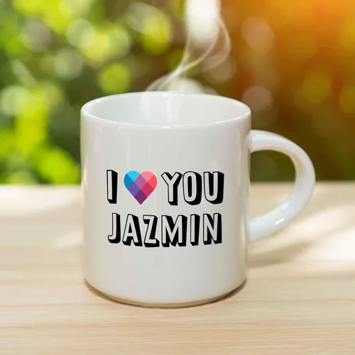 Vista 3 de Taza de café I Love You Jazmin - Taza de cerámica personalizada con nombre, taza personalizada, regalo de cumpleaños/Navidad, regalo de vacaciones