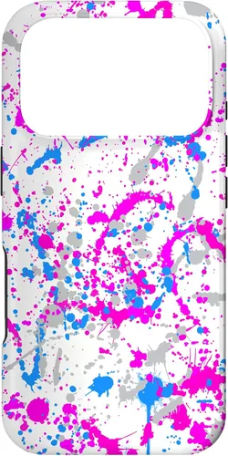 Vista 30 de iPhone 16 Rosa + Azul + Gris Blanco Patrón de salpicaduras de pintura