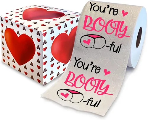 Vista 9 de Printed TP 'Coz We're POO-fect Together - Papel higiénico impreso, divertido rollo de papel higiénico para San Valentín, decoración de baño, regalo