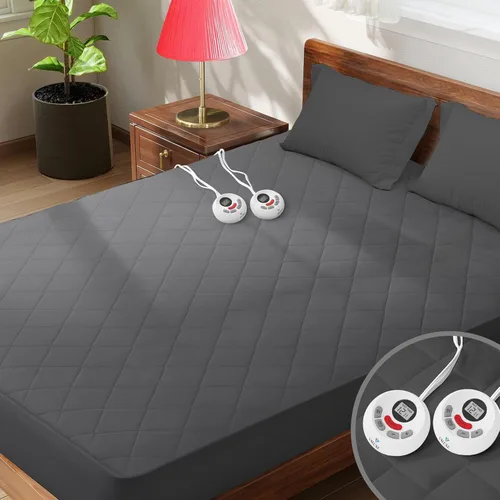 Vista 9 de Protector de Colchón Calefactable Tamaño Individual Acolchado Calentador de Cama Eléctrico de Lujo Comodidad Calor Protector de Colchón Controlador
