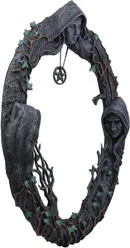 Vista 7 de fenlan Triple Moon Goddess - Espejo de pared con espejo retro puntiagudo