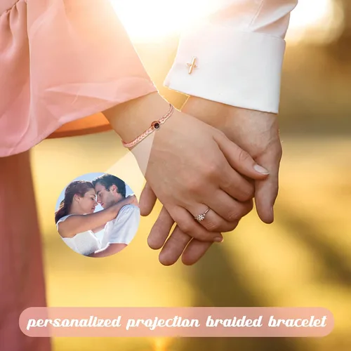 Vista 7 de YATEDIY Pulseras personalizadas con imágenes, pulseras de proyección personalizadas con fotos, regalo de joyería de cuerda personalizada para él, su