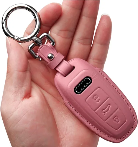 Vista 8 de Tukellen Funda de Cuero para Llavero de Audi con Cadena de Llaves, Protector de Funda de Cuero Compatible con Llavero Inteligente sin Llave 2019