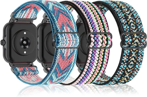 Vista 15 de Bolesi Correas elásticas de nailon compatibles con Amazfit Active 2 (cuadradas)/Active 3 Premium/Active, paquete de 3 correas deportivas de repuesto