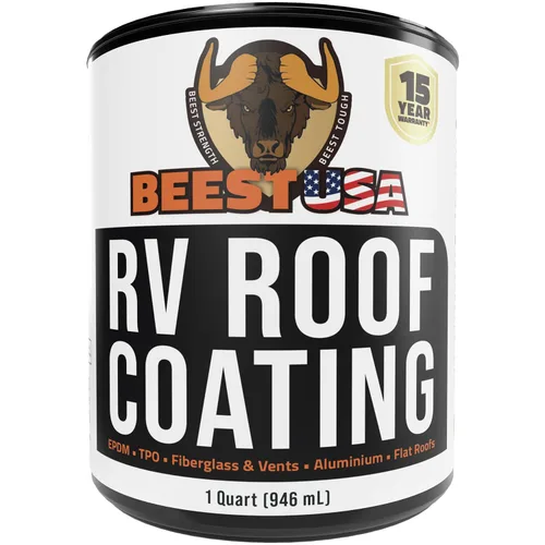 Vista 10 de BEEST Revestimiento para techo de casa rodante blanco, 1 galón, cubre hasta 50 pies cuadrados (2 capas), sellador solar y resistente al agua
