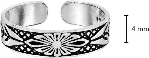 Vista 4 de AeraVida Anillo de plata de ley 925 con diseño de flor de aster, anillo ajustable para mujer de plata de ley Anillo de punta abierta de plata
