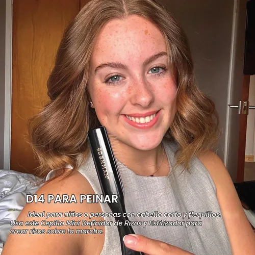 Vista 4 de Denman Mini Curl & Blow-Dry Styling Brush – Define Curls, Smooth Frizz & Style Short Hair with Precision, D14 Floral Fantasy (Floral Fantasy)