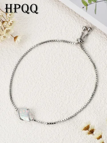 Vista 7 de HPQQ 925 Sterling Silver Bracelet for Women Dainty Simple Stone Link Bracelet Fine Jewelry Valentine's Day Gifts for Her Anniversary Birthday Gifts
