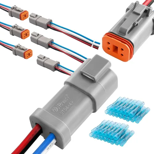 Vista 9 de JRready ST9028 - Juego de 4 conectores Deutsch de 3 pines, conector DT con cable automotriz GXL de 16 AWG, incluye conector a tope termorretráctil