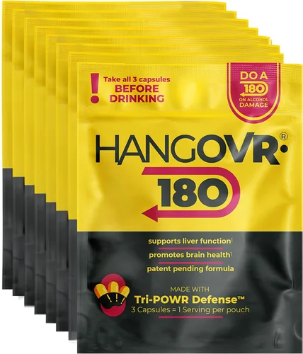 Vista 10 de Hangovr180® Tri-Power Antes de Beber Suplemento de defensa con DHM 1500mg - Apoya la salud del hígado y el cerebro, siéntete más fresco y mejor