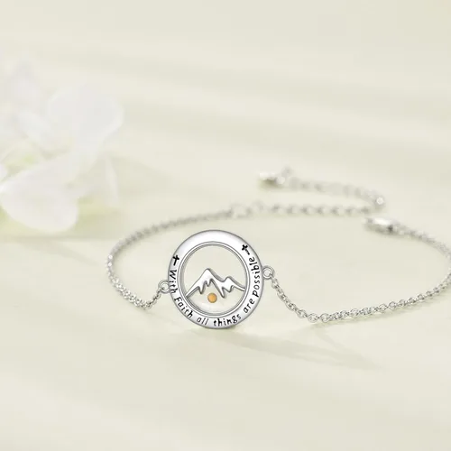 Vista 2 de Pulsera ajustable inspiradora de plata de ley grabada, regalo de graduación para ella, pulseras para mujer, Plata Esterlina, Sin información.