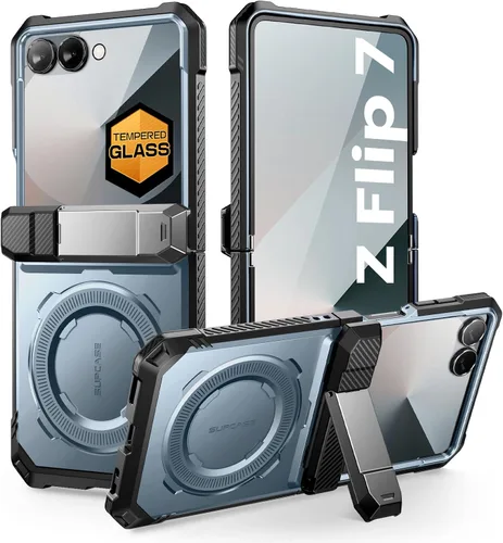 Vista 11 de SUPCASE Funda para Samsung Galaxy Z Flip 7 con soporte y protector de pantalla frontal (Unicorn Beetle Grip), [compatible con MagSafe]