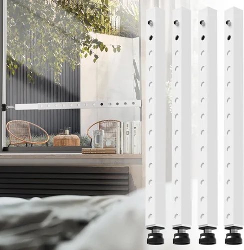 Vista 10 de WooFog Barras verticales de seguridad ajustables para ventana, barra de bloqueo de puerta de vidrio deslizante resistente con patas de goma, tapón