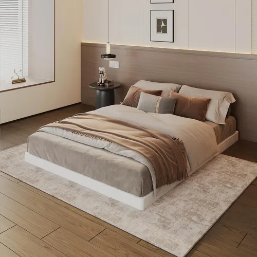Vista 10 de Base de cama con somier de 3 pulgadas, tamaño individual, base de colchón de metal resistente con funda de tela, sin ruido, fácil montaje