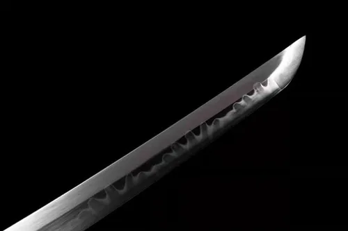 Vista 3 de Espada samurái japonesa Katana hecha a mano con arcilla T10 de acero templado y espada de latón Haemanthus Tsuba y madera Saya para pasatiempo
