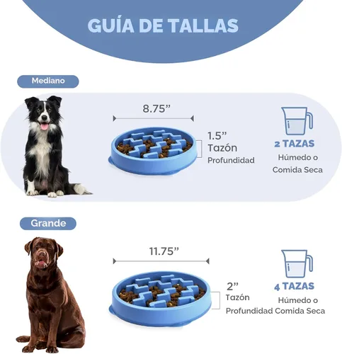 Vista 5 de Outward Hound Fun Feeder Slo Bowl Cuenco para perro de alimentación lenta, mediano/pequeño, color azul