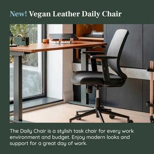 Vista 4 de Branch Silla diaria - Silla de oficina de cuero vegano con giratorio, descanso lumbar y reposabrazos ajustables, asiento cómodo para mejorar la negro