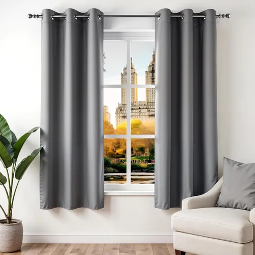 Vista 10 de Simple Deluxe 2 cortinas de cocina a cuadros de búfalo, cortinas cortas a cuadros para ventanas de media cafetería, 26 pulgadas de ancho x 36 Negro