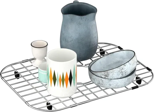 Vista 6 de Rejilla de fregadero grande, protector de fregadero para fregadero de cocina, 18-1/8 pulgadas de largo x 13-3/8 pulgadas de ancho, rejilla
