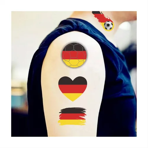 Vista 3 de 40 piezas de tatuajes temporales individuales de la bandera de Alemania para niños, fanáticos de la cara, calcomanías para adultos, accesorios